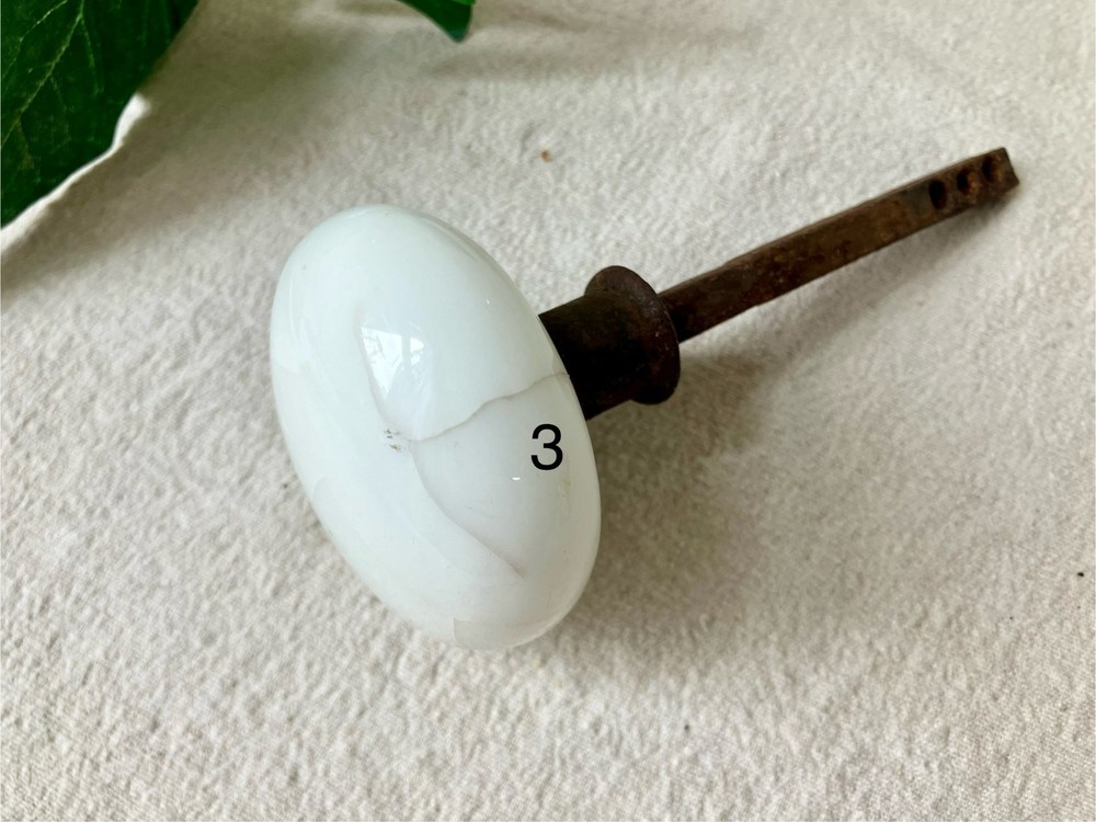7 VTG Door Knobs White Porcelain Hardware Crafting Replacement As Found