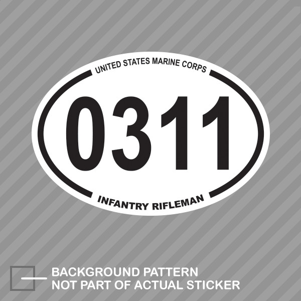 United States Marine Corps MOS 0311 Infantry Rifleman Oval Sticker usmc semper