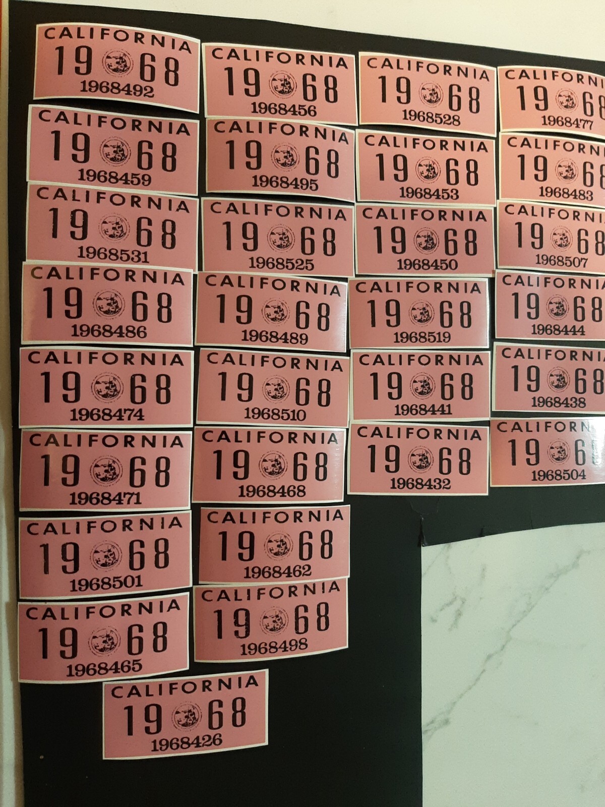 1968 California License Plate Registration Sticker, YOM, CA DMV