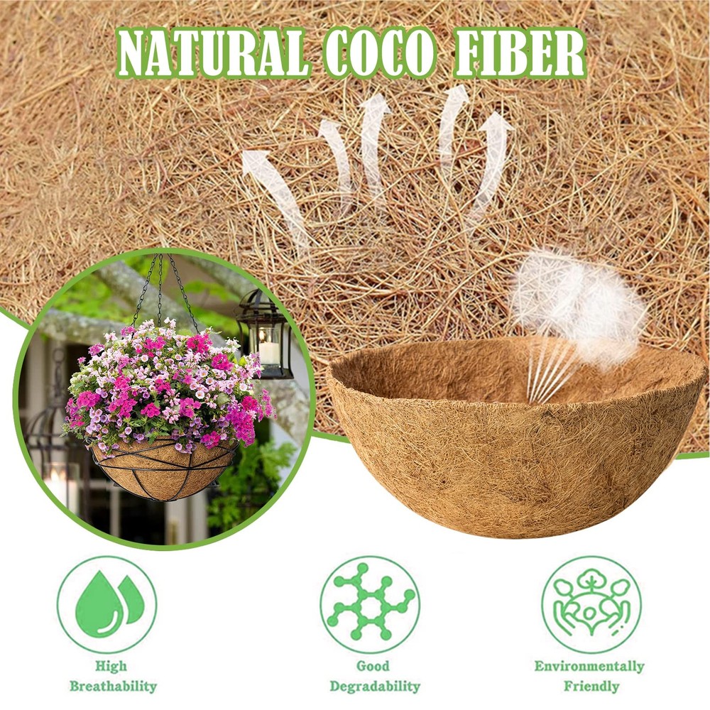 2 Pack 16 Inch Round Replacement Coco Liners for Hanging Basket 16 inch-2 Pack
