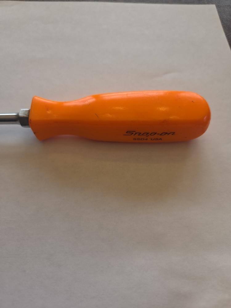 Vintage Snap On Tools SSD4 Orange Hard Handle Flat Blade Screwdriver