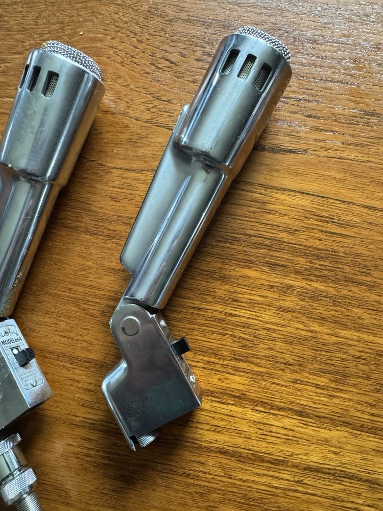 Pair Vintage EV Model 664 Dynamic Microphone Electrovoice Tested Working Deco