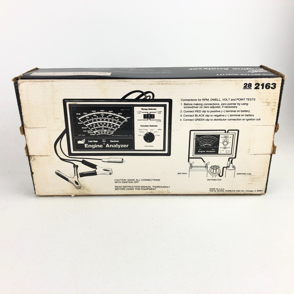 Vintage Sears Engine Analyzer USA Model 28-2163 Solid State Box & Manual NICE!