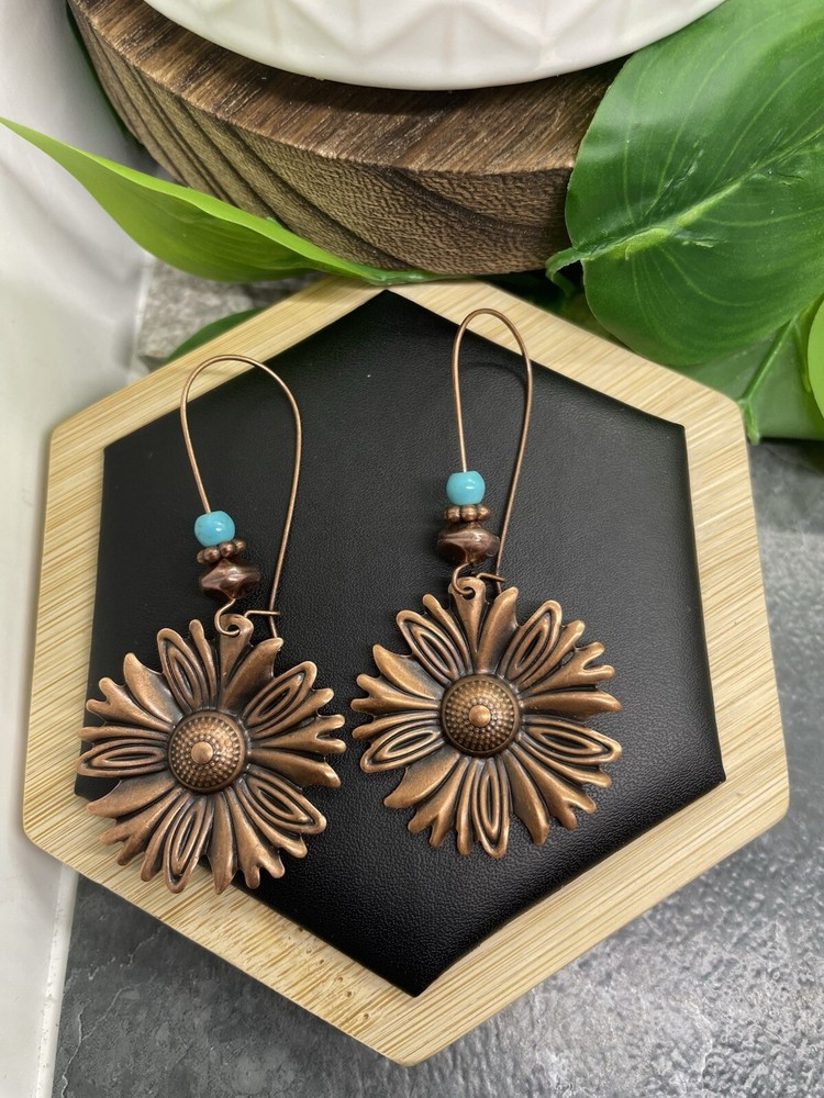 2.5” Copper-tone Boho Dangle Earring Set New Free Ship B4490