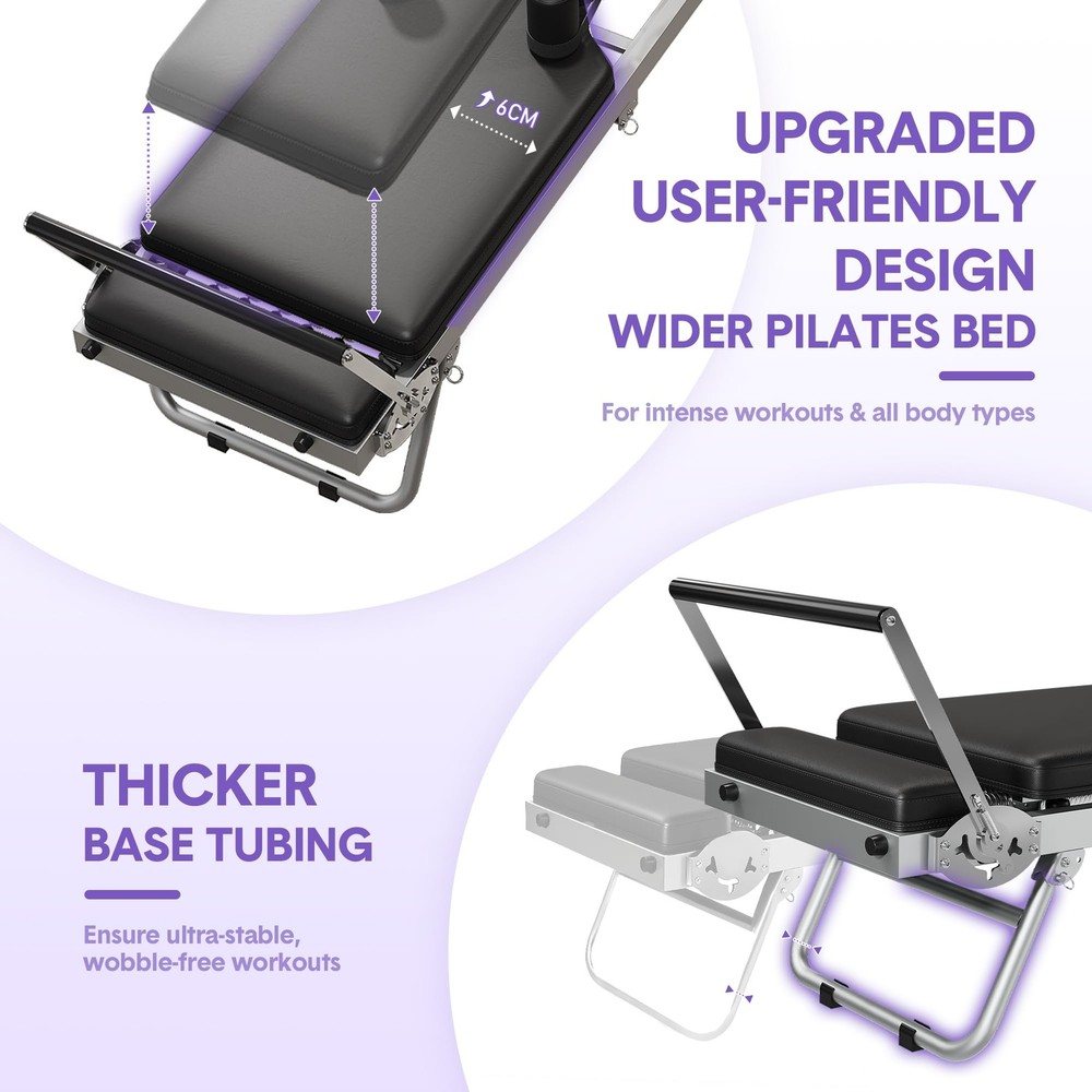 Foldable Pilates Reformer Machine&Adjustable Spring Resistance, Home Gym Trainer