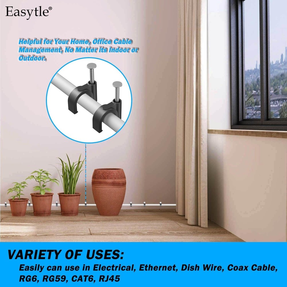 "Assorted Sizes Black Cable Tacks - Essential Tool for Easy Cable Management "
