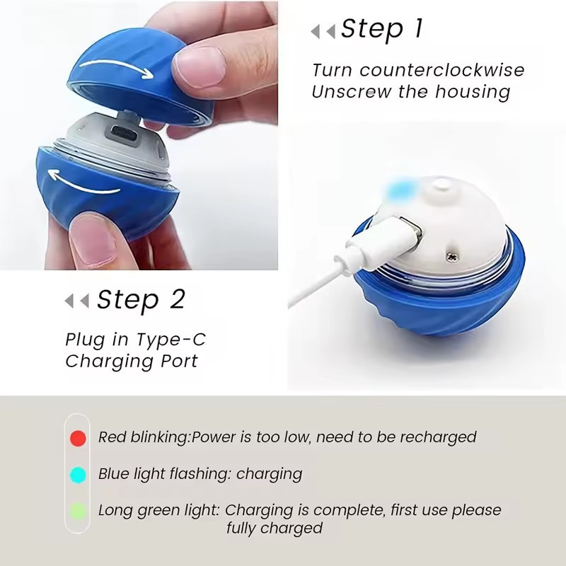 Intelligent Electronic Pet Toy Ball USB Interactive Automatic Moving