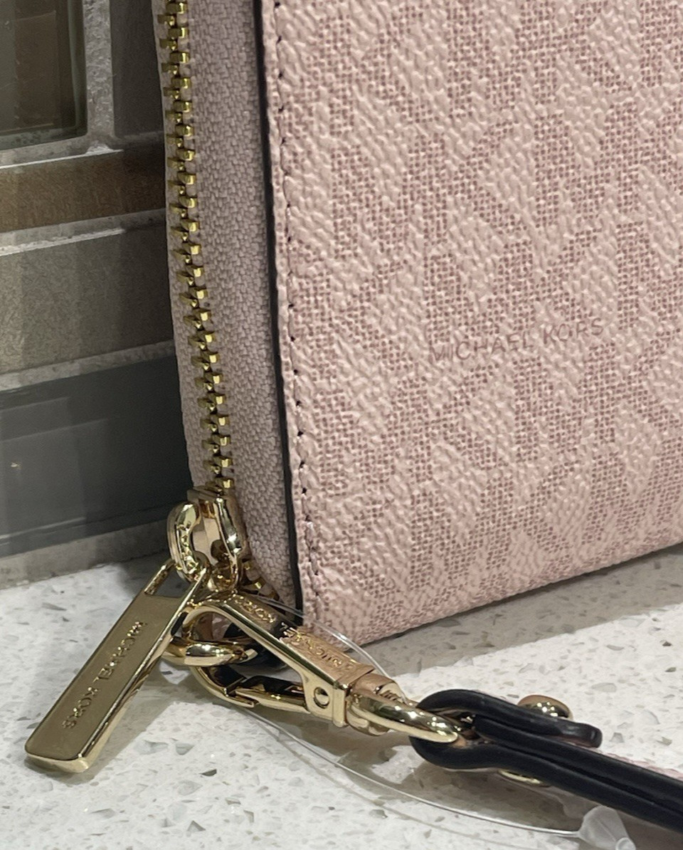 MICHAEL KORS JET SET TRAVEL LARGE CONTINENTAL WALLET BLUSH PINK MK SIGNATURE