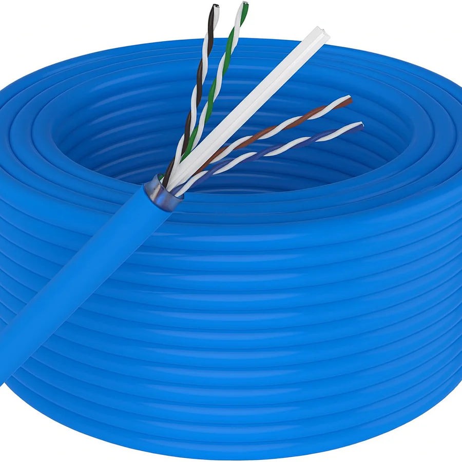 1000' Cat6 Ethernet Blue Bulk Network Cable 23AWG 600Mhz UL Bare Solid Copper