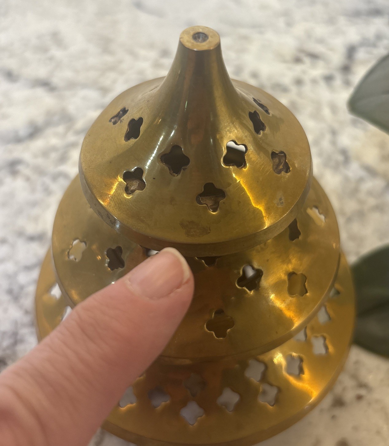 Pier One Brass Incense Burner Candle Holder Christmas Tree Shape luminary