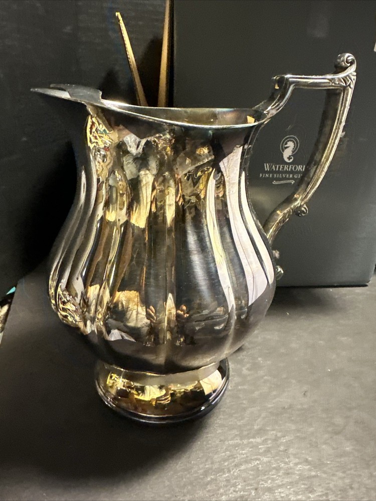Waterford Silver Plated Pitcher 8” Fine Silver Gifts w/ Tag & Box #P
