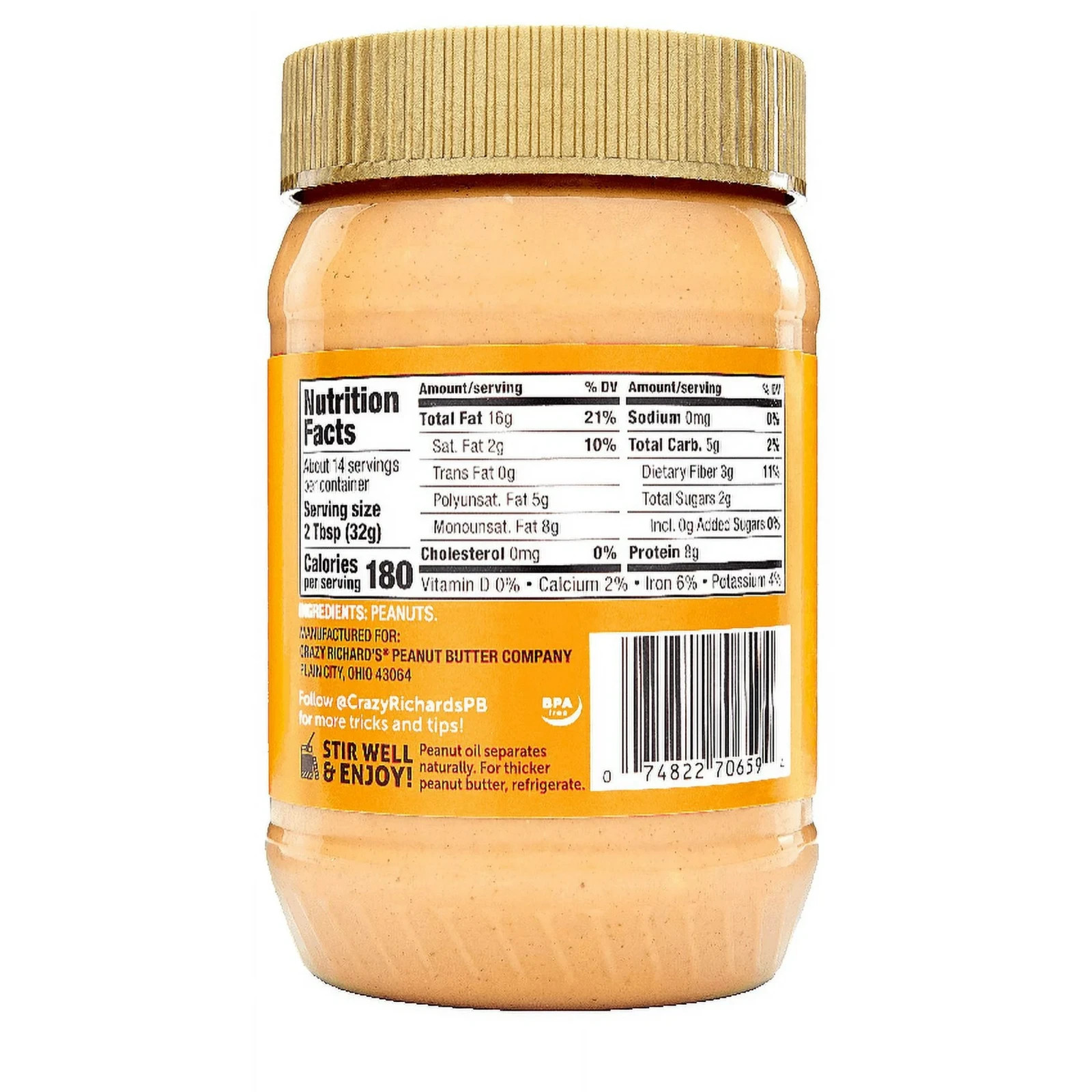 (2 pack) (2 pack) Crazy Richard's Cruncy Peanut Butter 16oz....