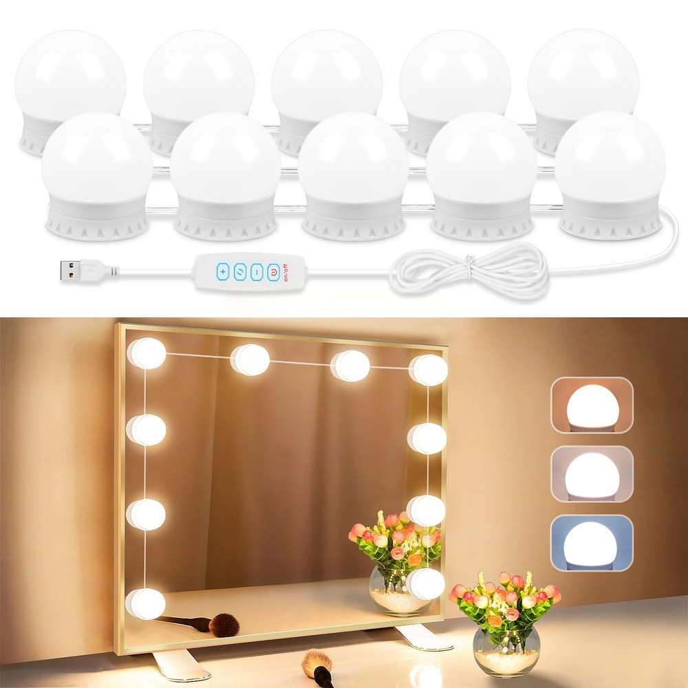 LED Vanity Lights For Mirror, Stick on 10 (White), White