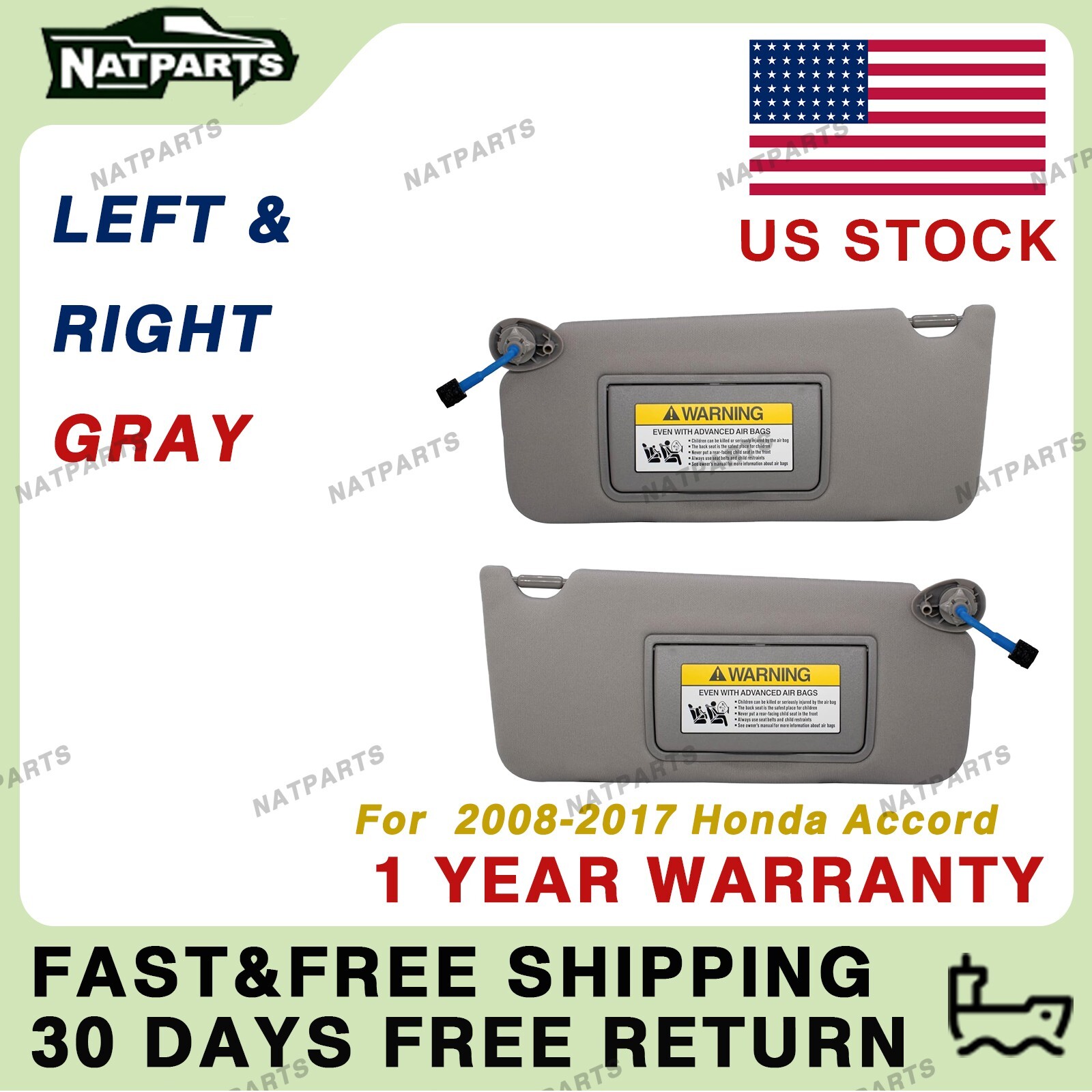 Pair Sun Visor W/ Light Fits for 08-17Honda Accord 83280-TA5-A51ZA