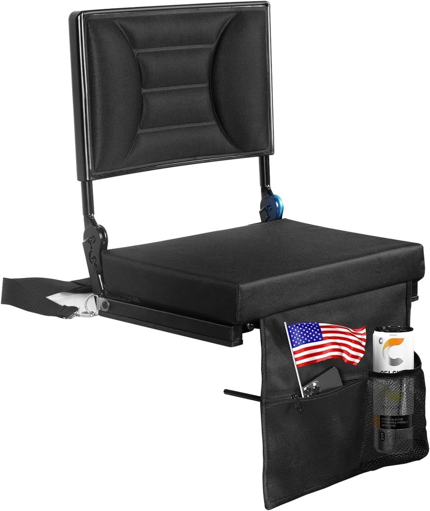Extra Wide Stadium Seat with Back Support | Adjustable High Back & Thick Padd...