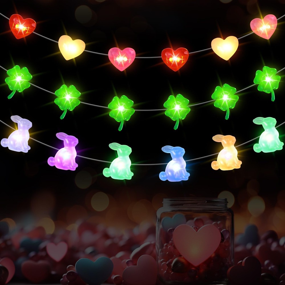 Capoda 3 Pcs Easter St. Patrick's Day String Lights 10 feet, Multicolor