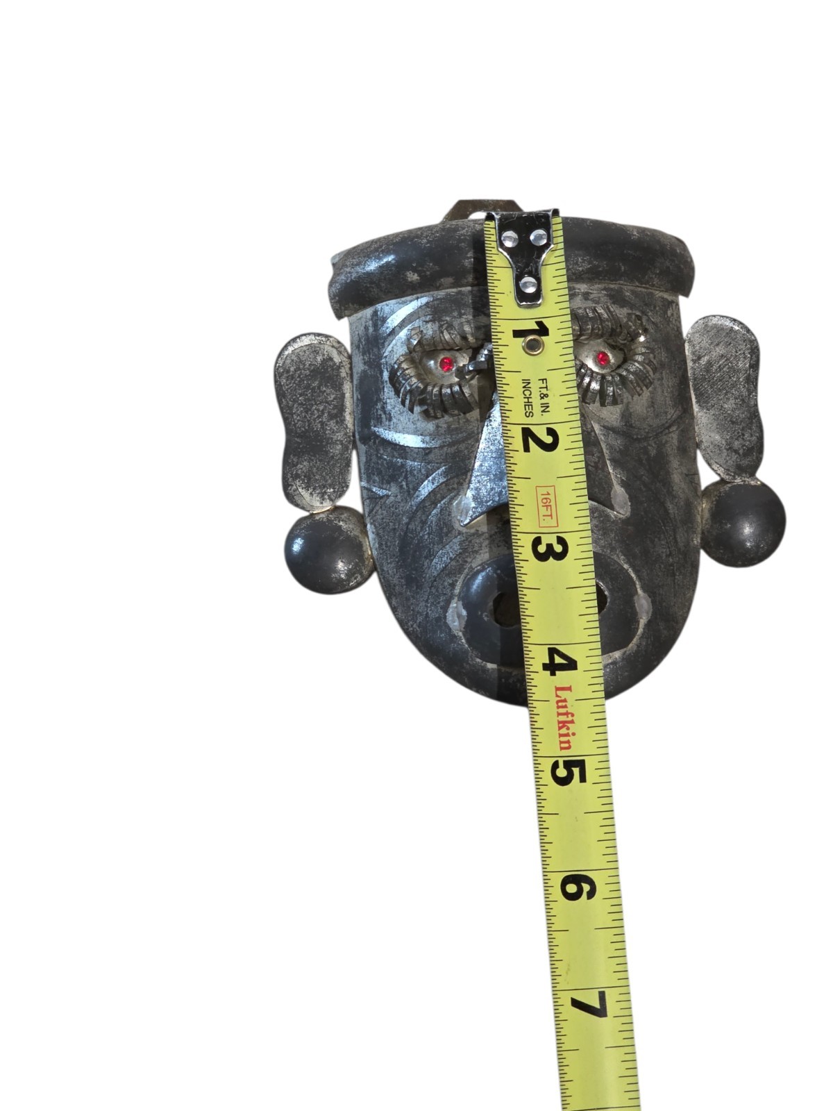 Vintage Mexican Tin Folk Art Masks Lot of 3 Handmade Tribal Wall Decor