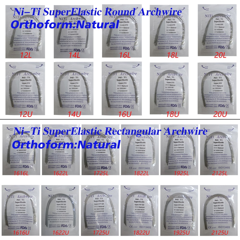 Dental Super Elastic NIti Round Arch Wire Natural Arch Wires Rectangular dn