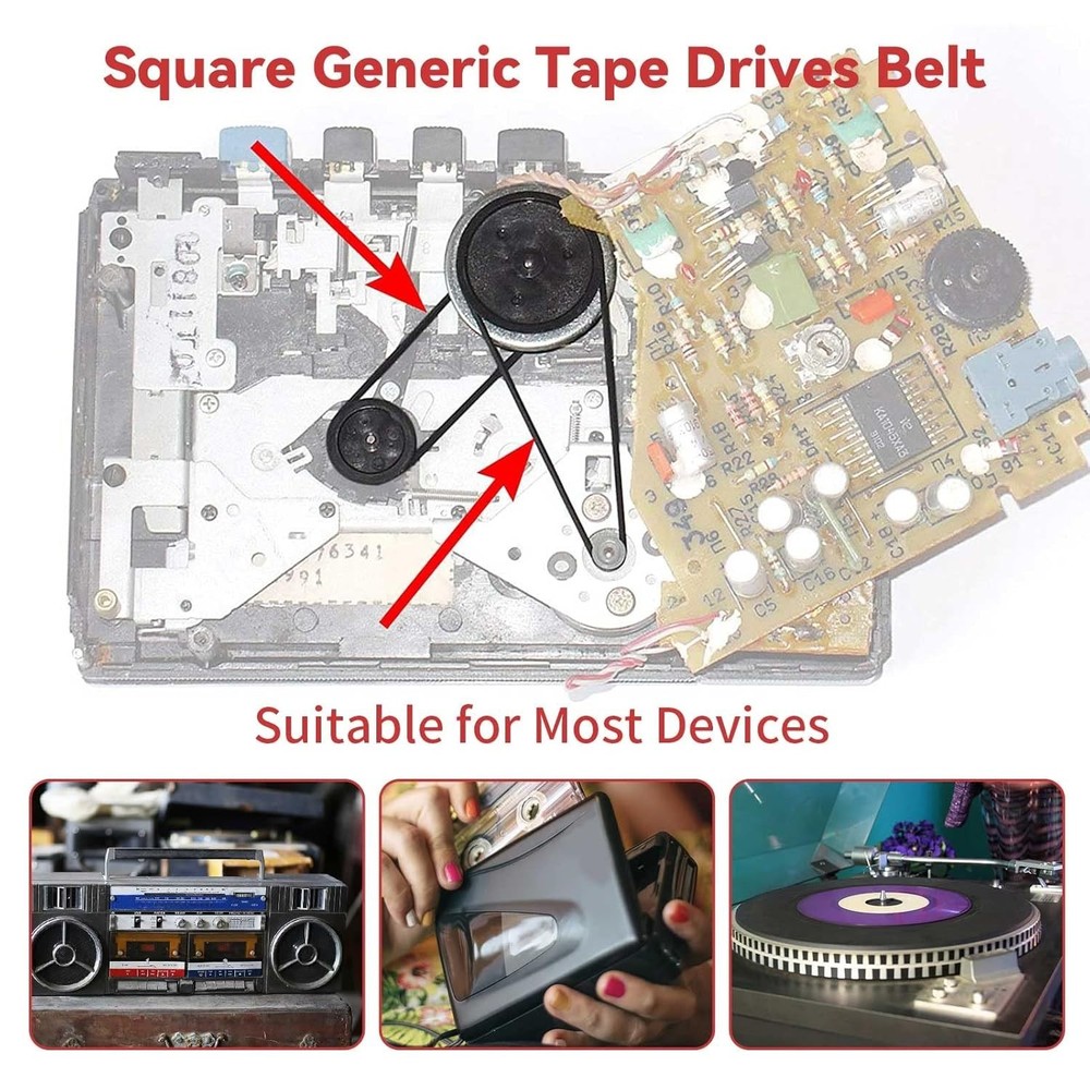 50PCS Cassette Recorder Belts - Reliable 40-135MM Rubber Solution