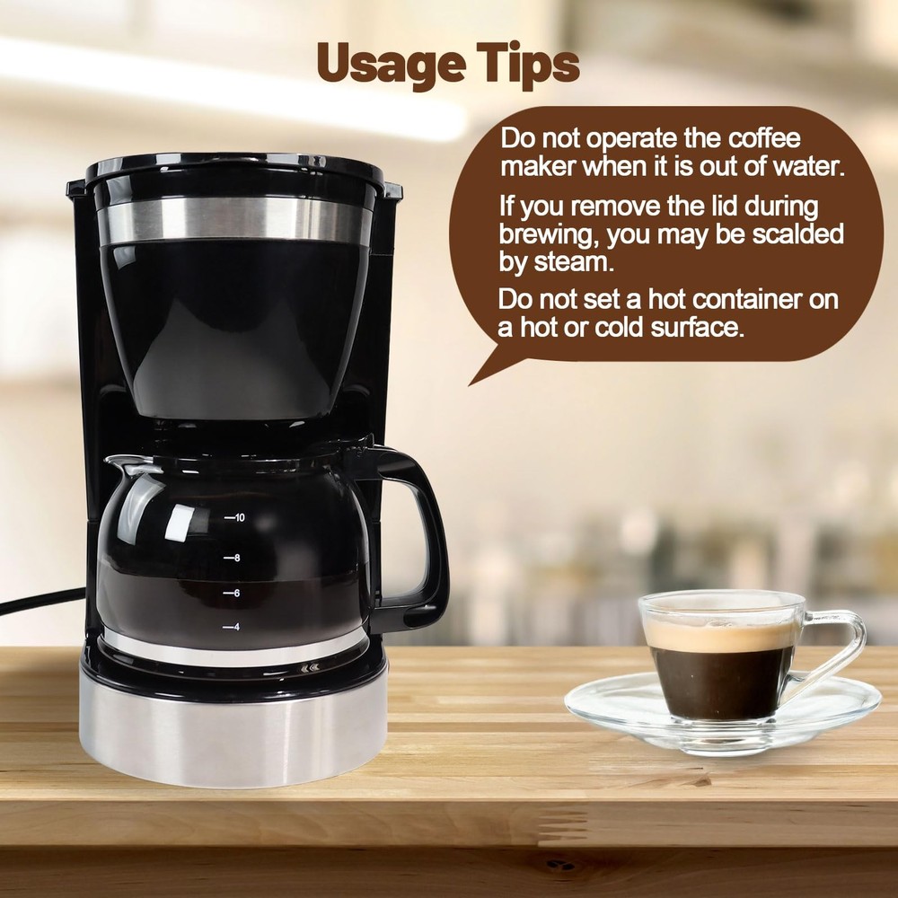 DITOSH 10 Cup Drip Coffee Maker One-Touch Anti-Drip 10 Cup, Silver