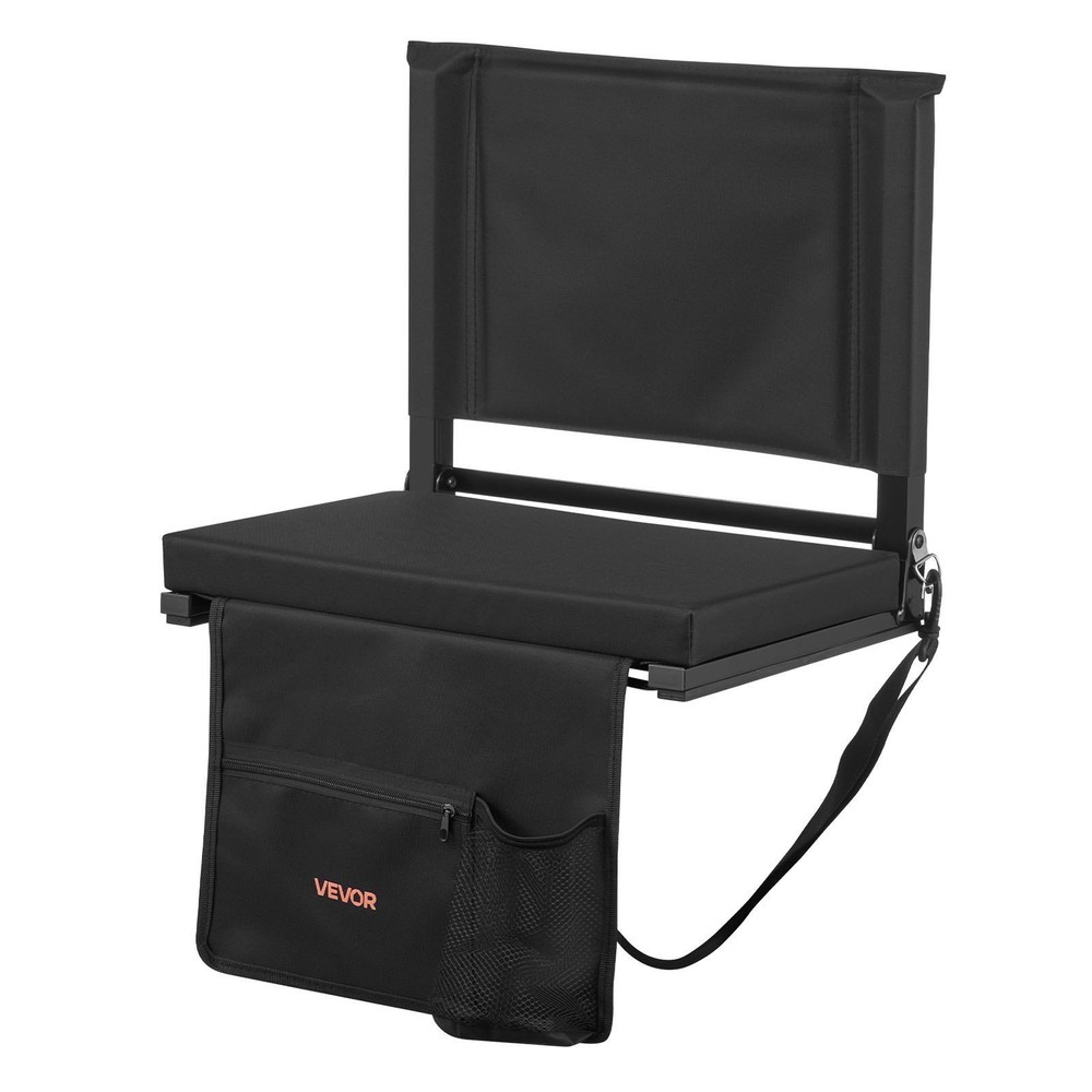Comfortable Portable Bleacher Seat w/Backrest Hooks & Shoulder Strap
