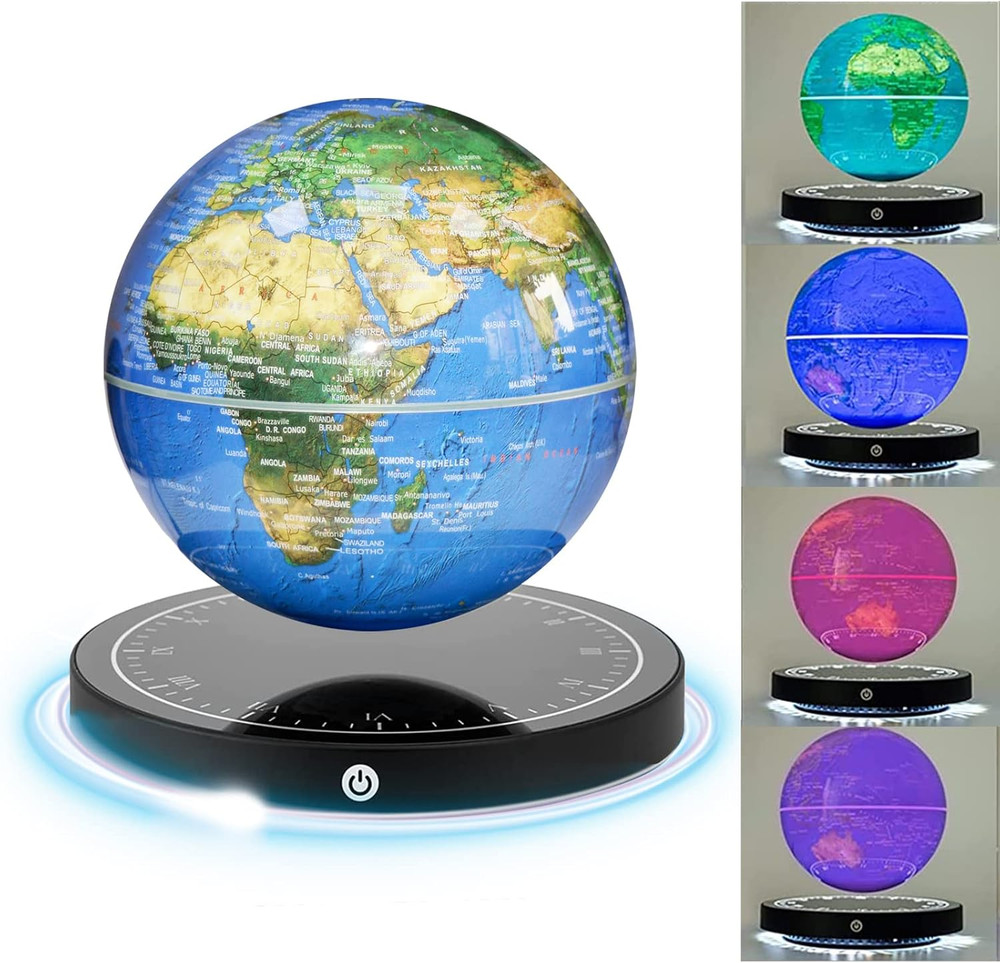 Floating Globe, Magnetic Levitating Globe with LED Light, 360° Rotating Geograph