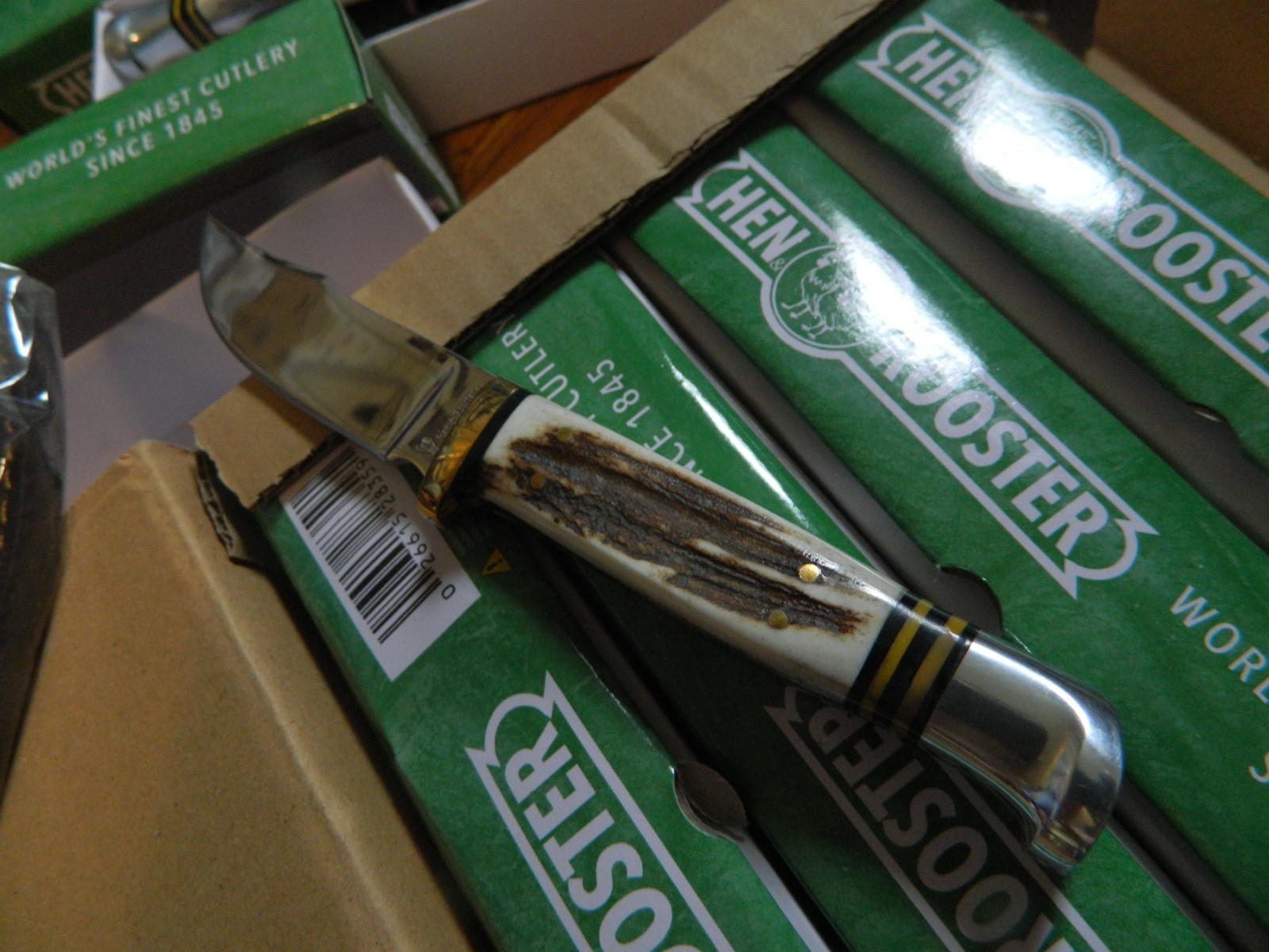 HEN & ROOSTER Fixed Blade KNIFE Stag Handle w/ Original Leather Sheath HR-5048