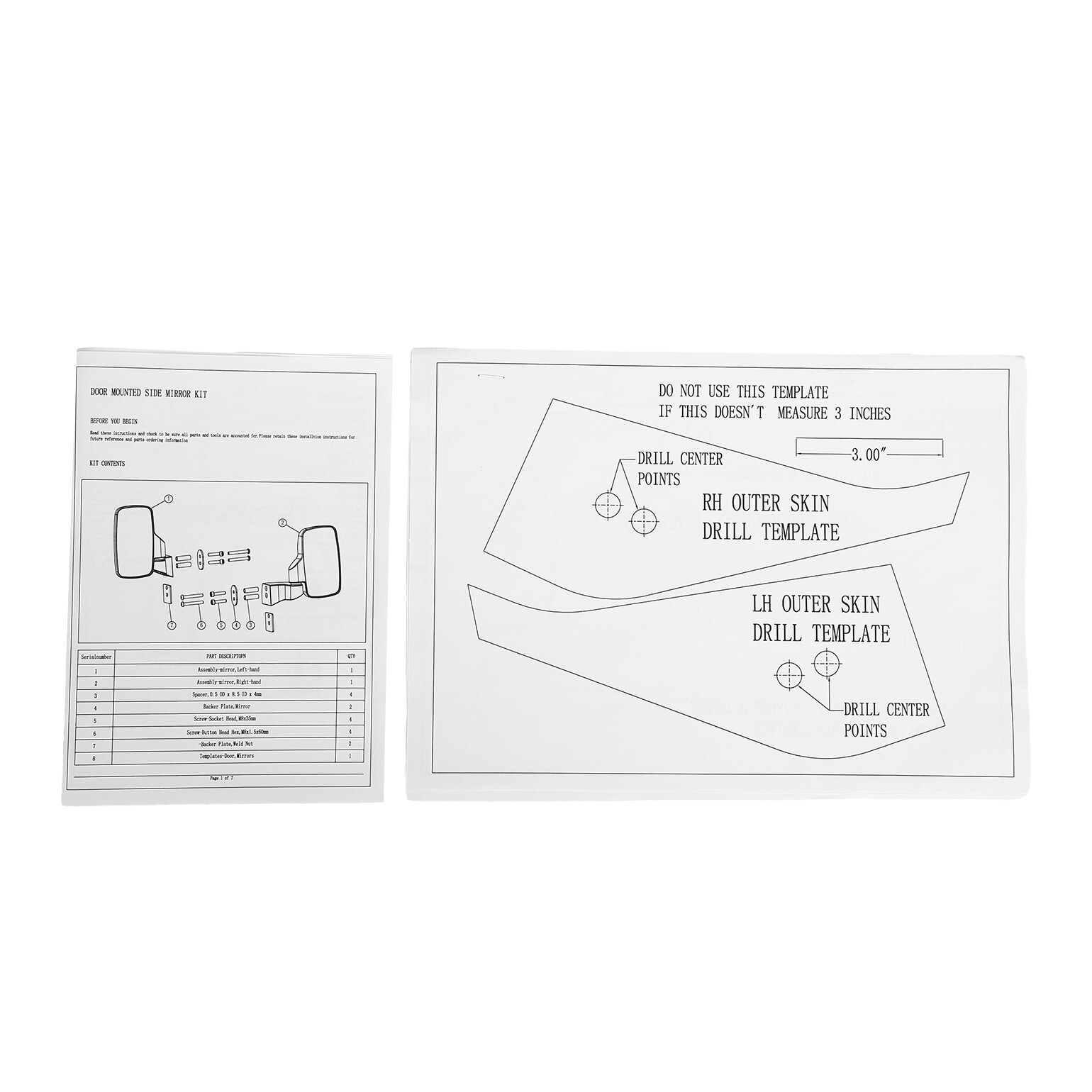 #2889241 UTV Rear View Side Mirrors Door Mounted or Polaris Ranger 1000 XP 18-25