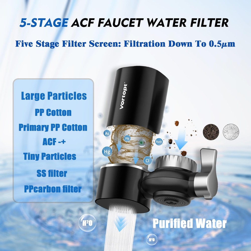 Faucet Filter,NSF Certified,400 Gallon High Efficiency Water Purification Sys...