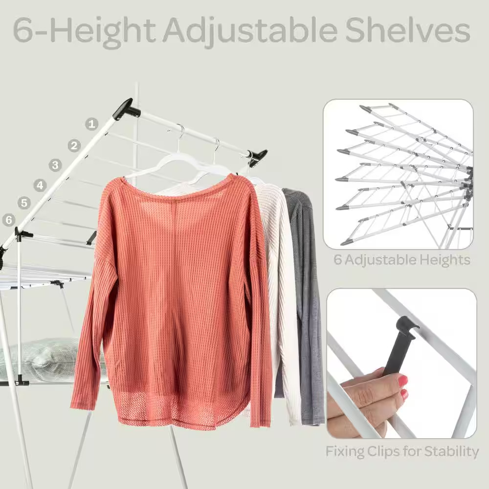 Clothes Drying Rack - 2-Level Laundry Drying Rack with 24 Drying Rails, Hanging