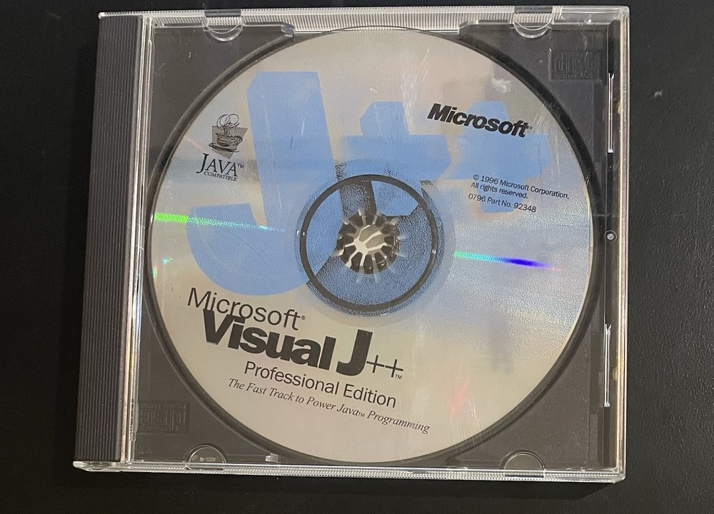 Vintage 1996 Microsoft Visual J++ Professional Edition CD-ROM