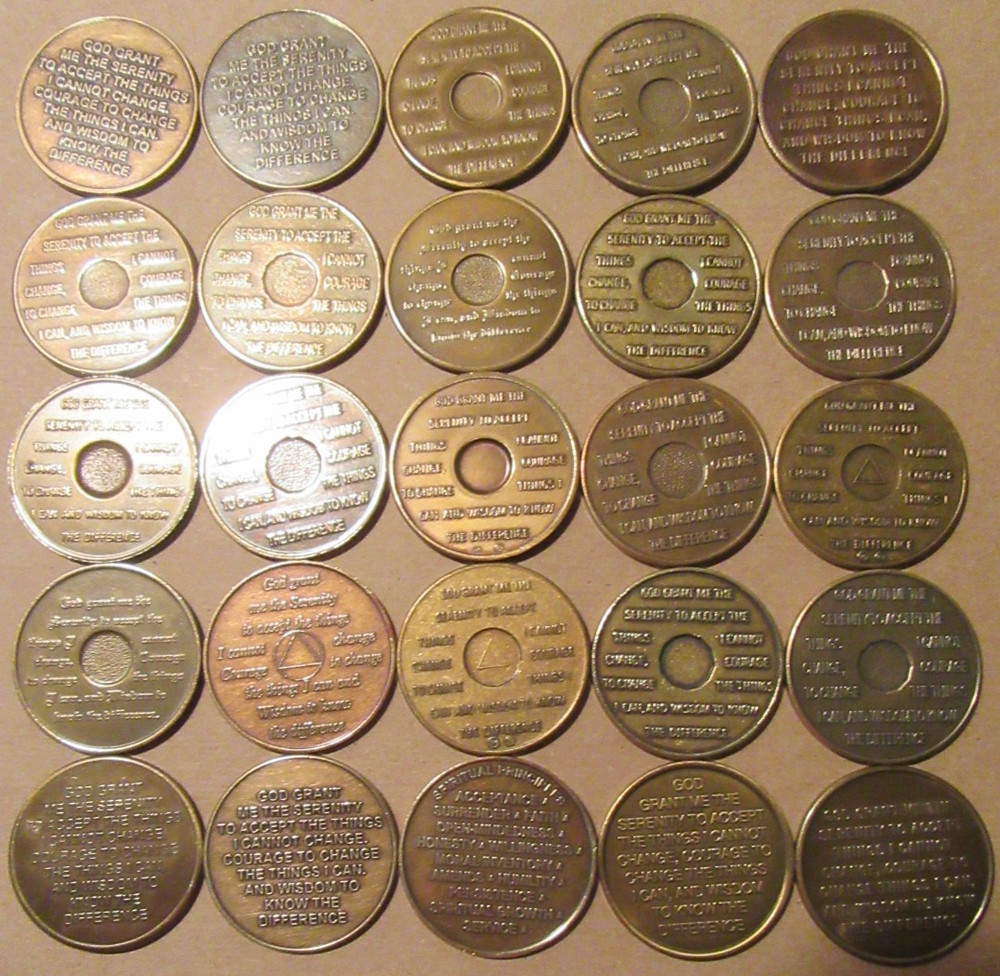 Alcoholics Anonymous AA medallion Bronze