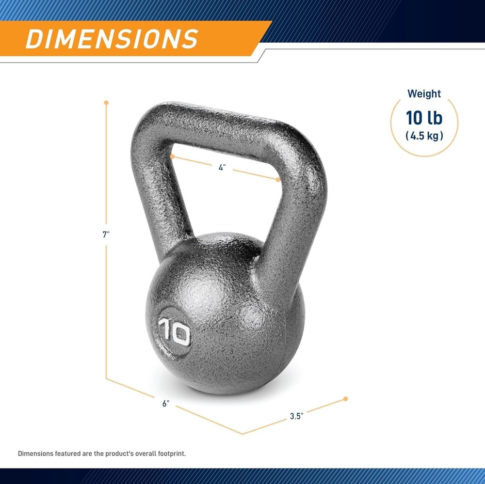 10 lb Cast Iron Hammertone Kettlebell - Rust-Resistant for Lasting Performance