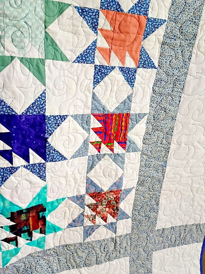 Bright Colors Handmade Patchwork Throw Quilt Cotton Multicolor Fish 71" x 61"