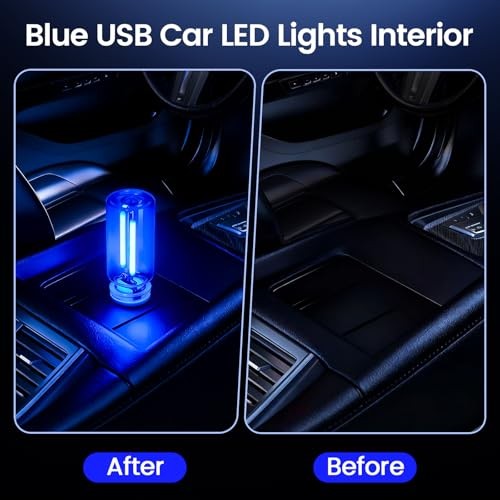 2 PCS USB Interior Car Ambient Lights, Touch Control Adjustable Blue
