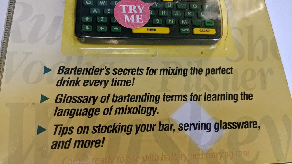 Franklin Electronic Handheld Bartender's Guide Model BTG-110 New- open box