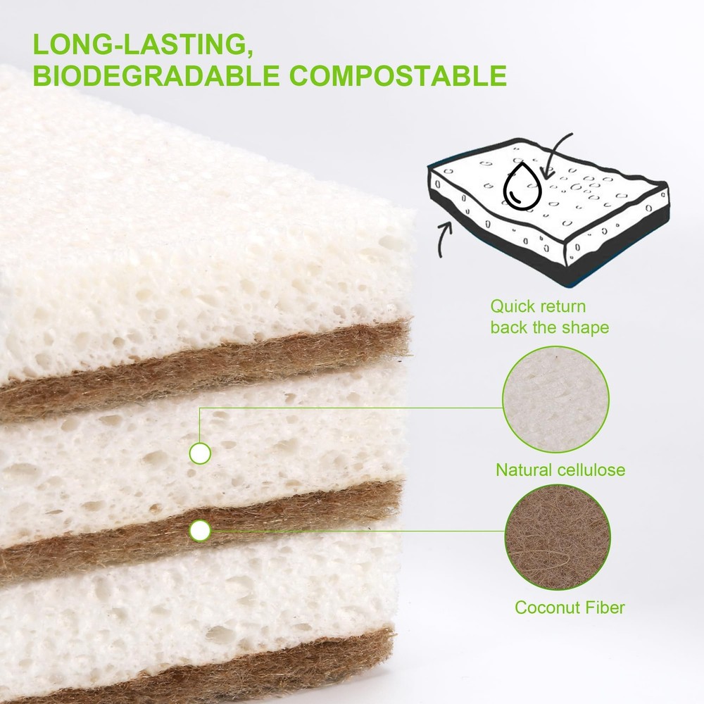 Natural Sponges For Dishes 12 Pack Keep Soap Biodegradable Kitchen Sponge Compos
