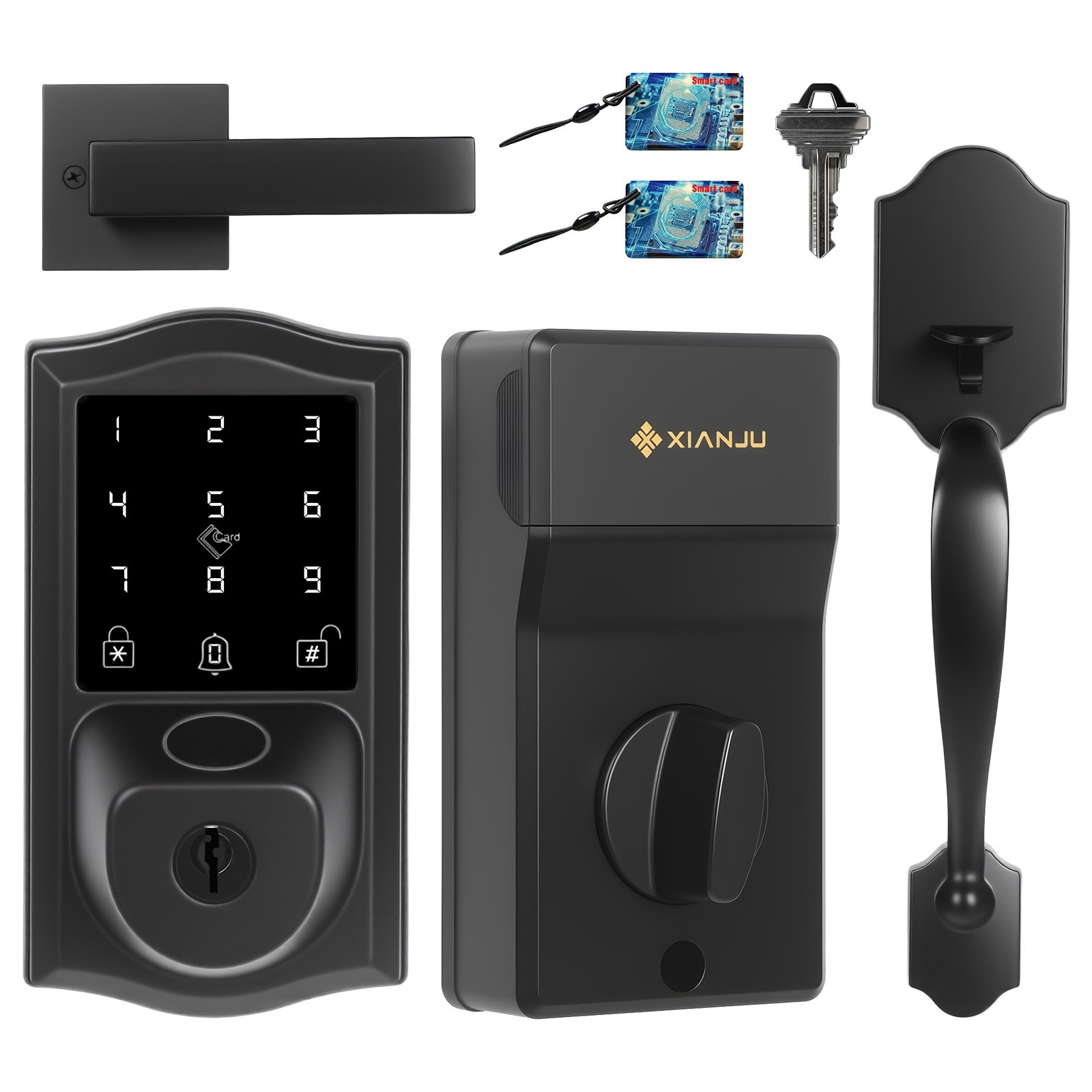 Smart Deadbolt Fingerprint Door Lock with Handle Set, App Control,Voice Prompts