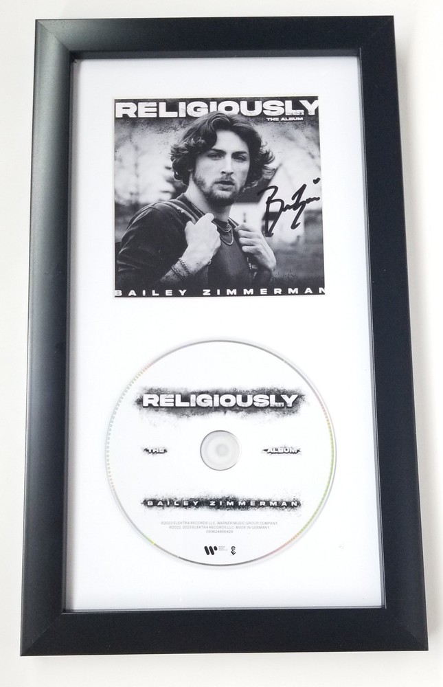 Bailey Zimmerman REAL hand SIGNED Religiously CD Framed Display #2 COA Autograph