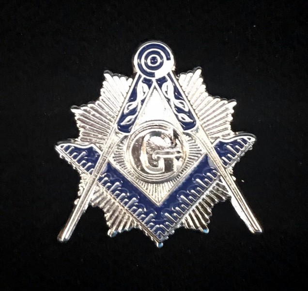 Masonic Square & Compasses with Rays Lapel Pin in Silver Plating (MAS-40S)
