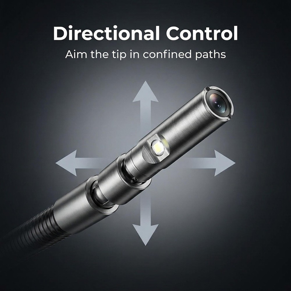 Borescope Endoscope Inspection Camera,Steerable Single-Lens 2m Cable,8.5mm Probe