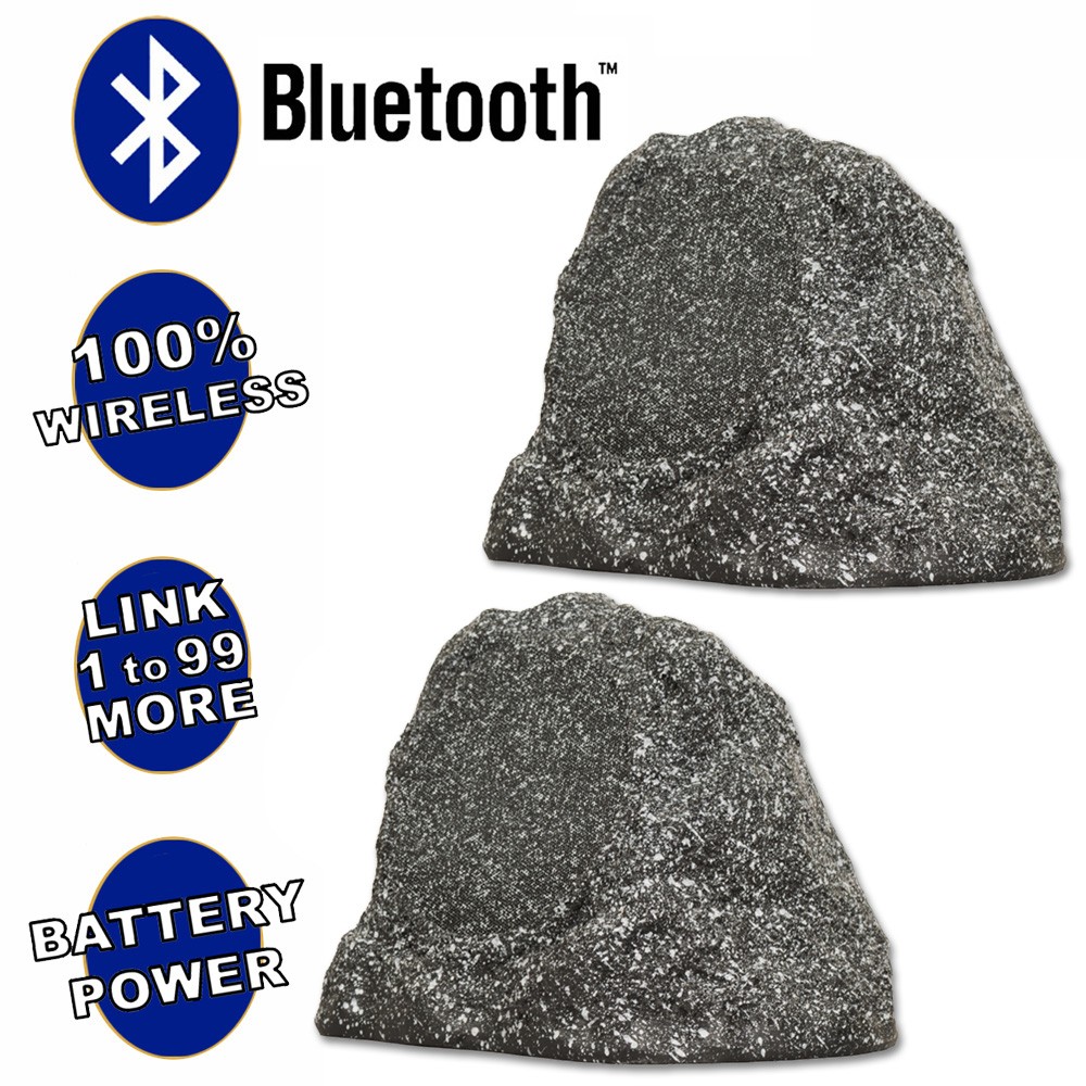 Theater Solutions Wireless 200W Rechargeable Bluetooth Rock Speaker Pair Grey