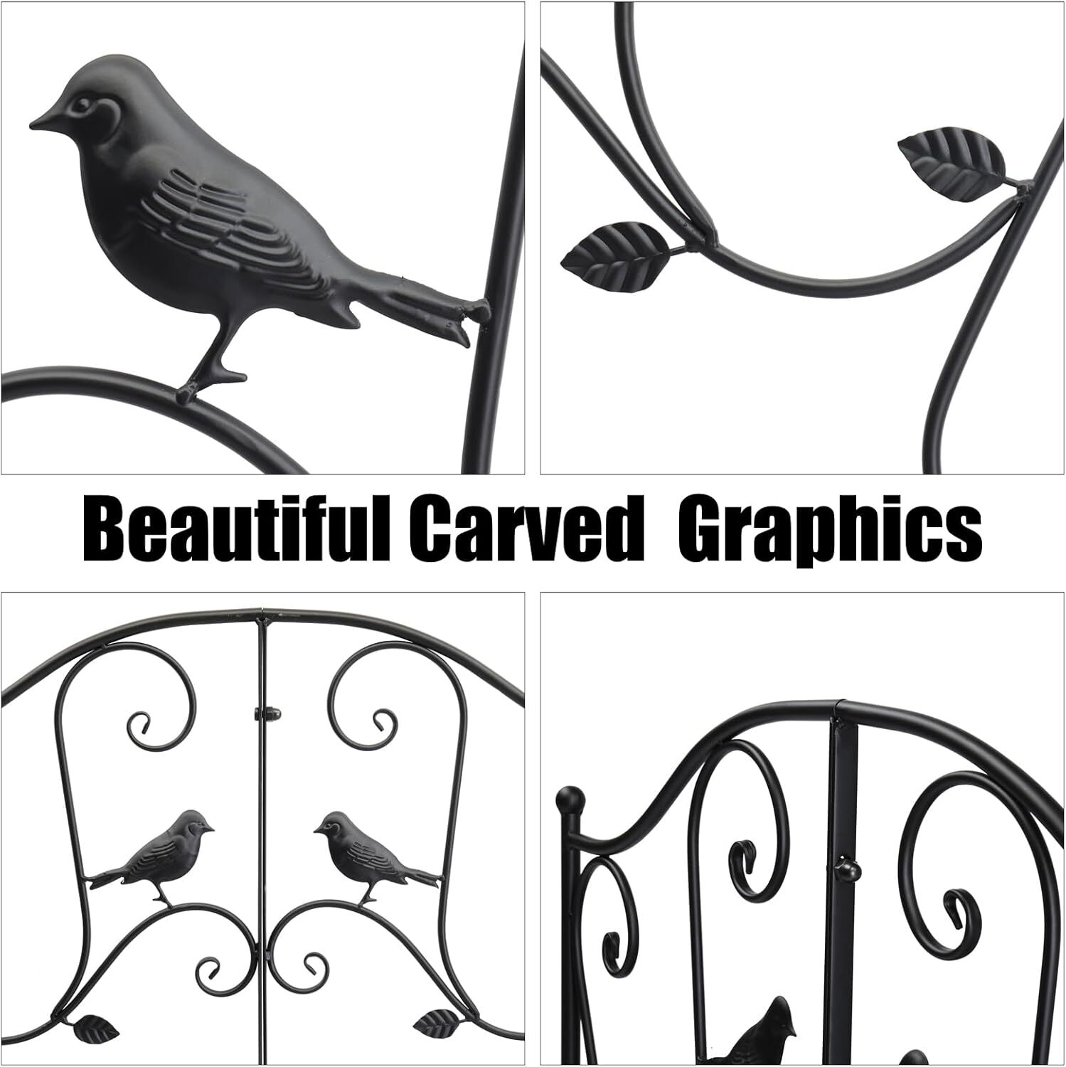 Metal Garden Bridge for Outdoor, Elegant Decorative Bridge w/ Security Guardrail