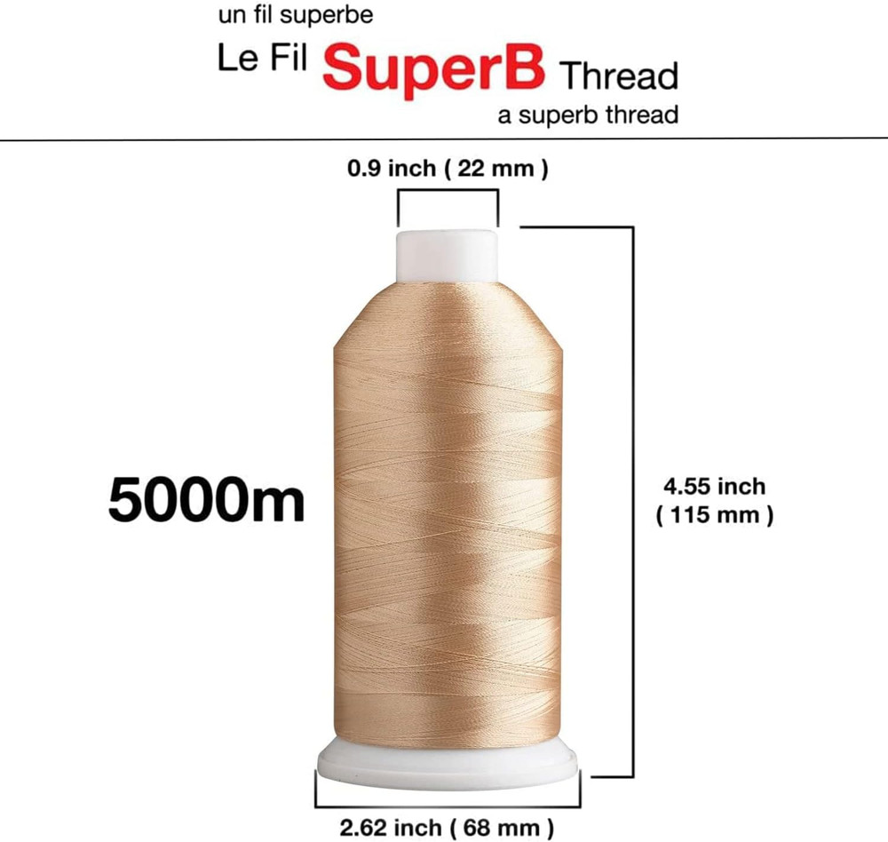 Super B Polyester Embroidery Thread, 40Wt Large Spool 5000M, Embroidery Thread f