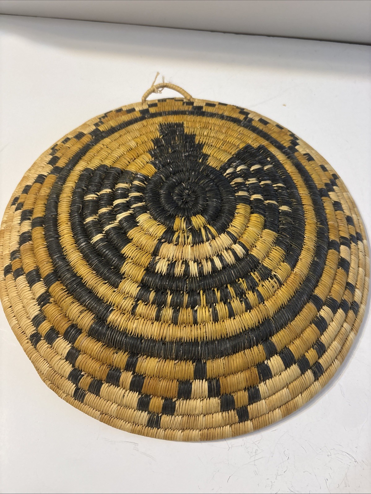 Antique Hopi Indian Coiled Basket Crow Mother 12" diameter