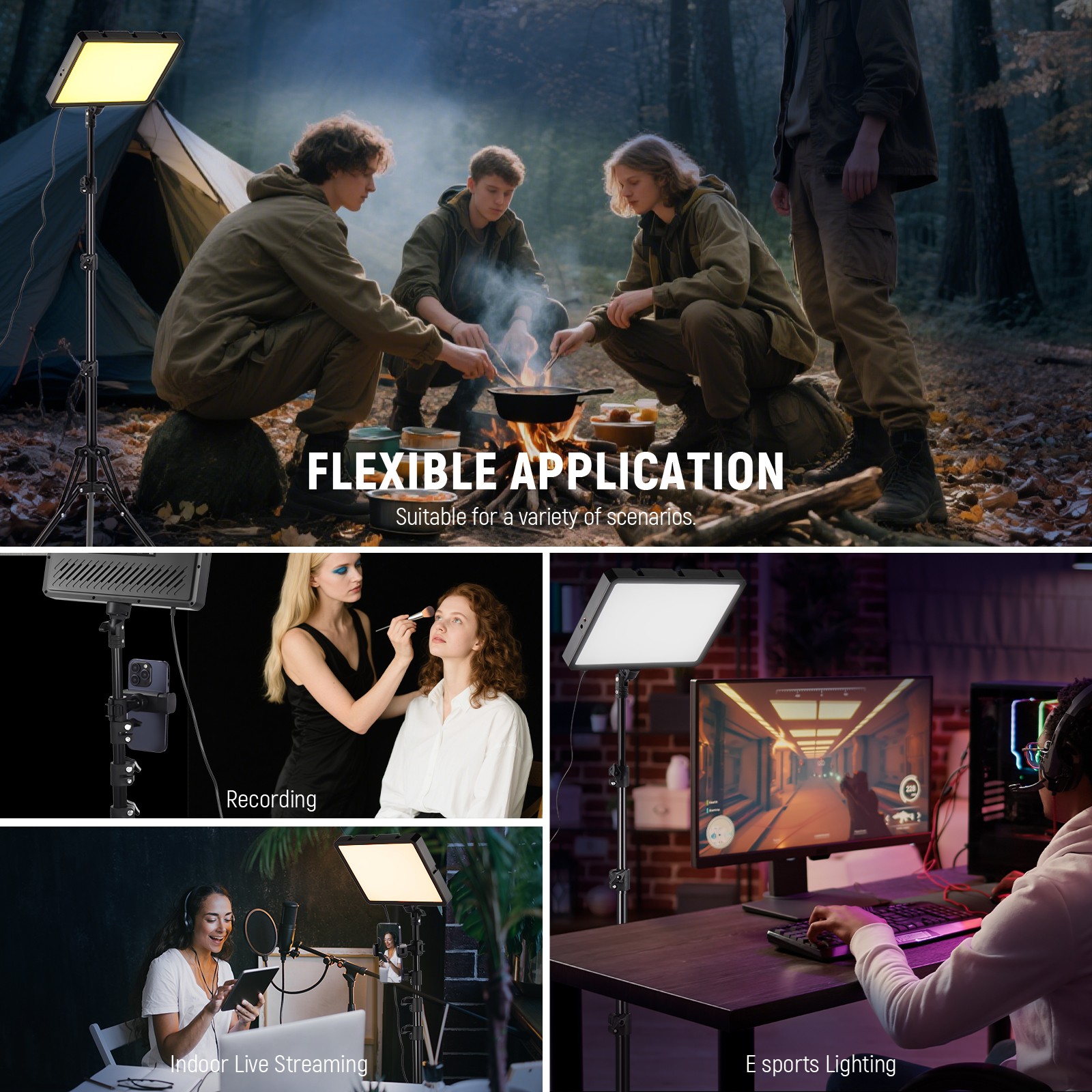 NEEWER BP300D 2-Pack LED Video Light Kit w/Stands, Bi-Color 2700K-6500K