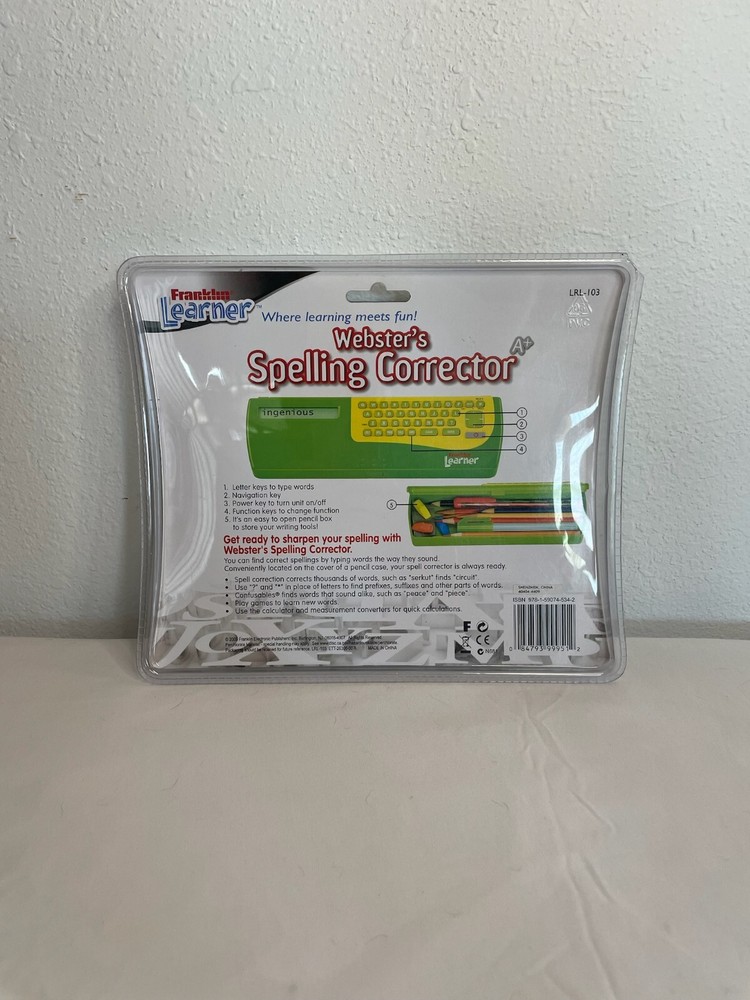 NWT Franklin Learner Webster's Spelling Corrector Children's Ages 7+ Pencil Box