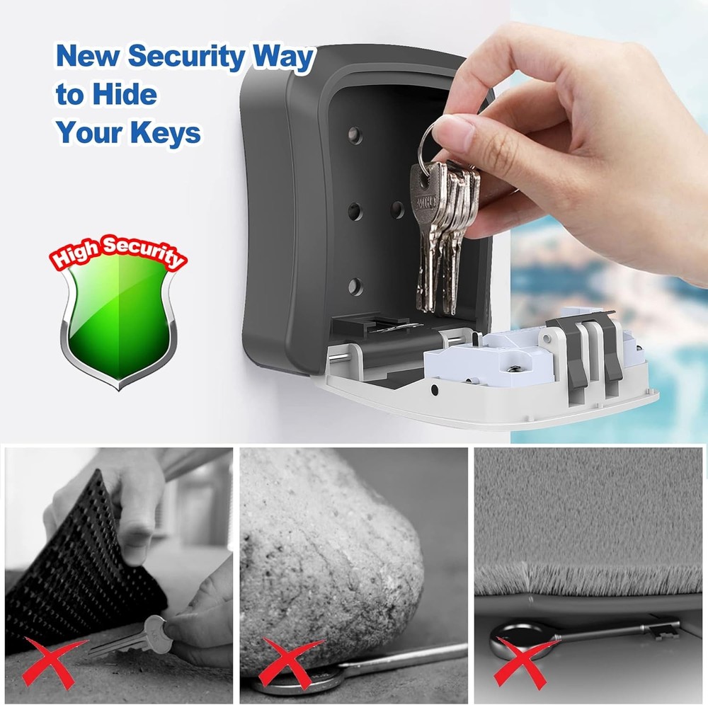 Key Lock Box for Outside, Portable Waterproof Wall Mounted Resettable...