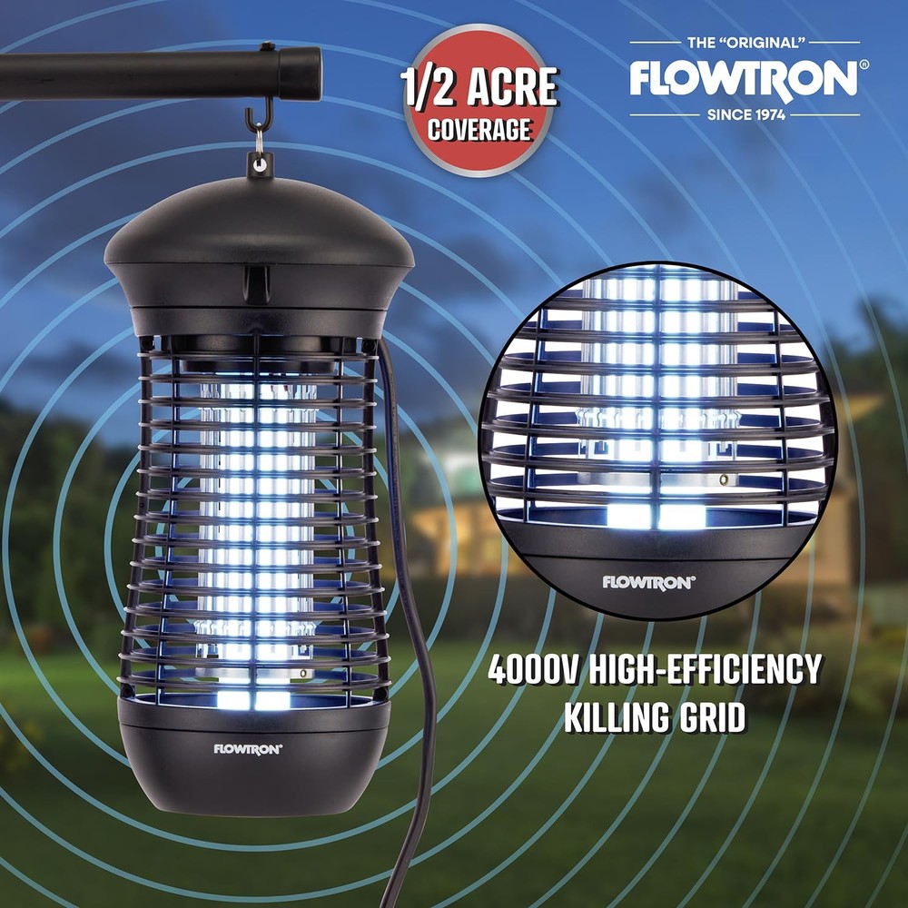 Flowtron Rechargeable Bug Zapper, 2150 Sq Ft with LED Light
