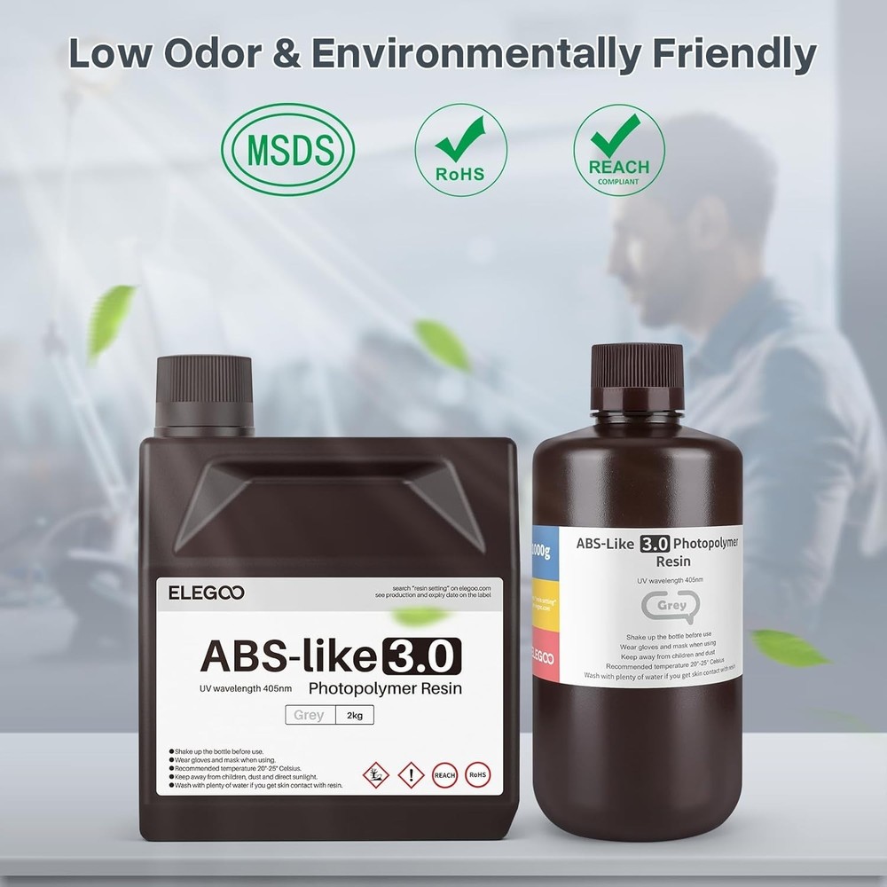 Fast Curing ELEGOO ABS-Like Resin 3.0 - Low Odor 3D Printing Solution 2000g